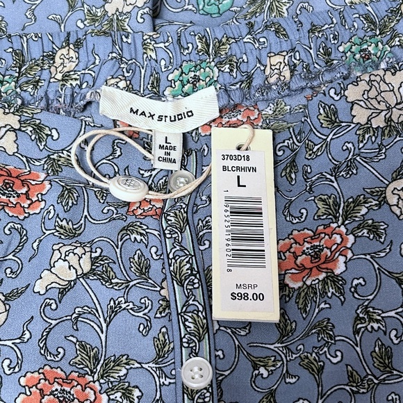 Max Studio Tiered Floral Peasant Skirt Maxi Prairie Button Front Layered - Picture 7 of 10